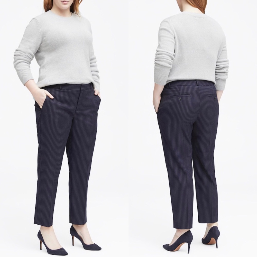Banana Republic Navy Pinstripe Straight Leg Pants